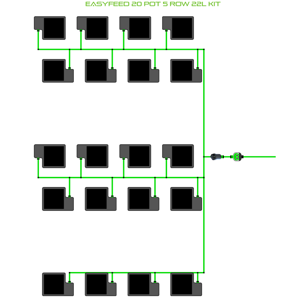 Alien Hydroponics EasyFeed 20 Pot 5 Row Kit