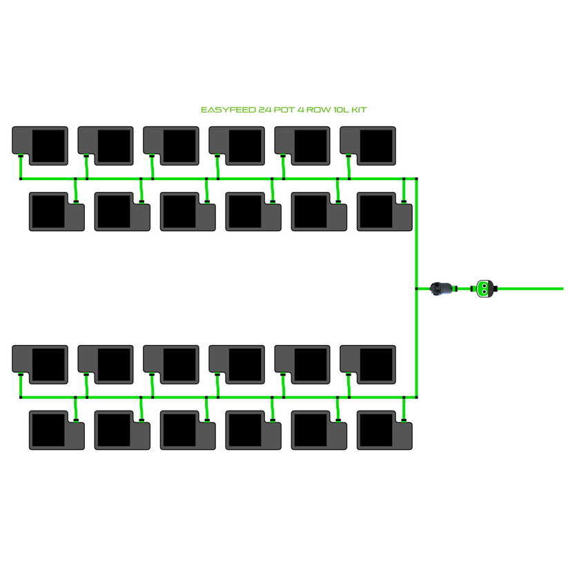 Alien Hydroponics EasyFeed 24 Pot 4 Row Kit