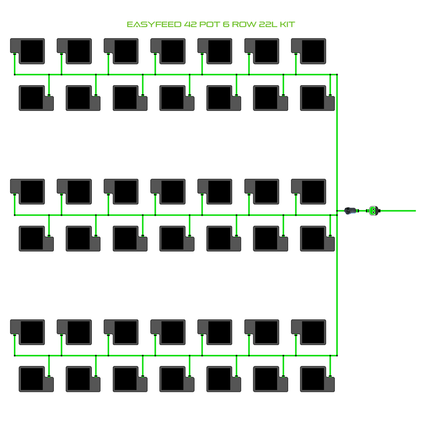 Alien Hydroponics EasyFeed 42 Pot 6 Row Kit