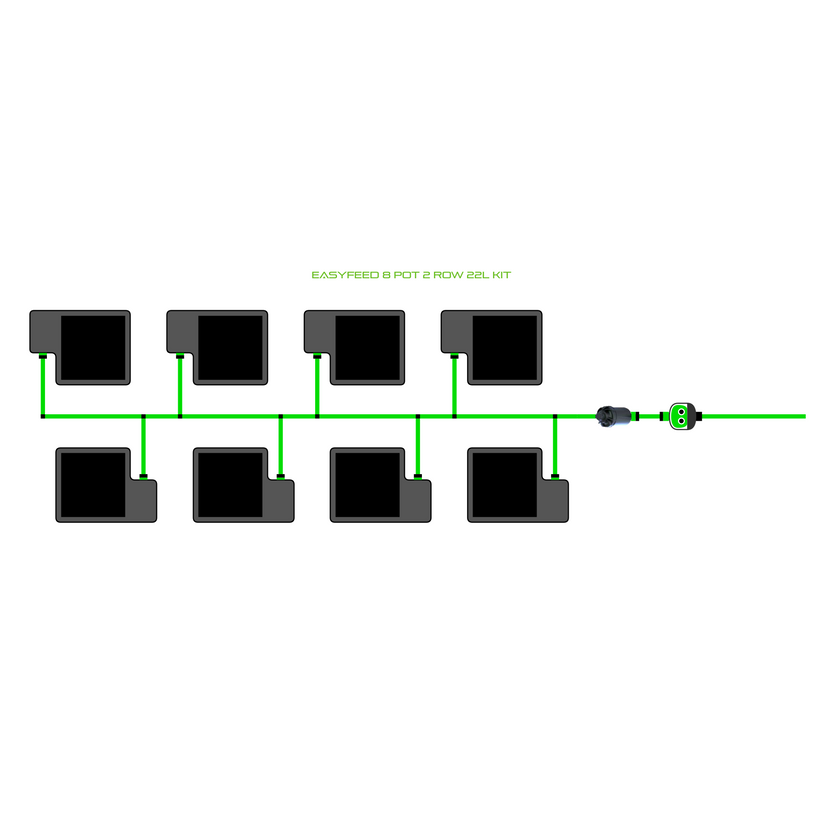 Alien Hydroponics EasyFeed 8 Pot 2 Row Kit