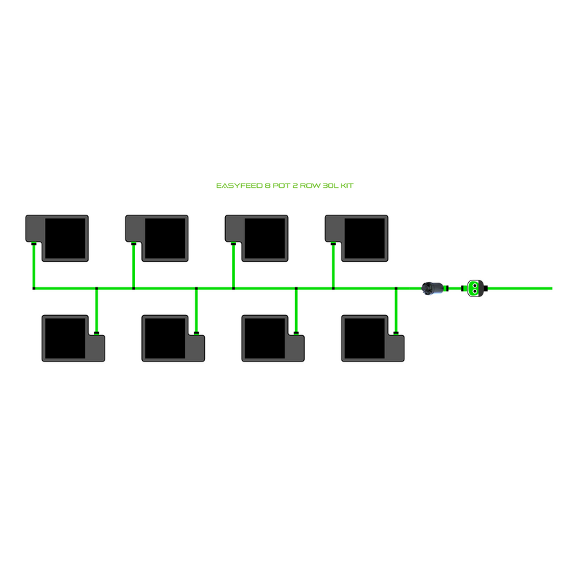 Alien Hydroponics EasyFeed 8 Pot 2 Row Kit