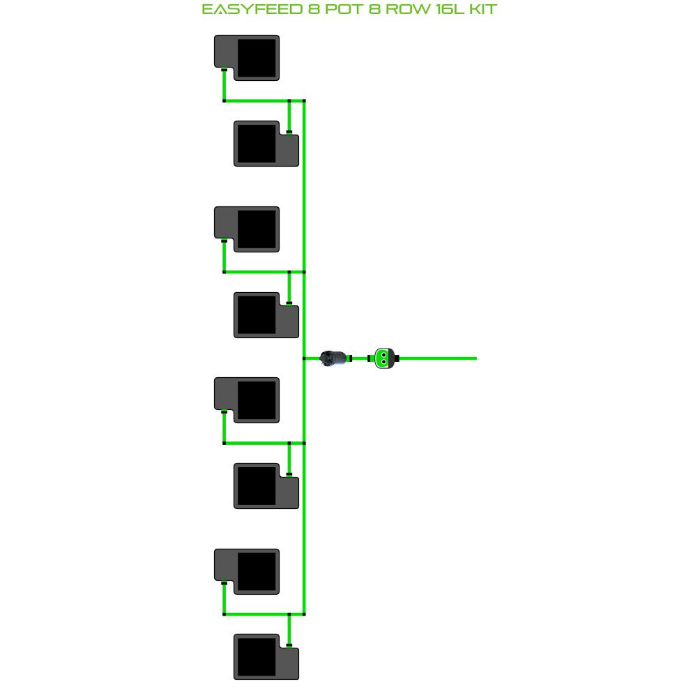 Alien Hydroponics EasyFeed 8 Pot 8 Row Kit
