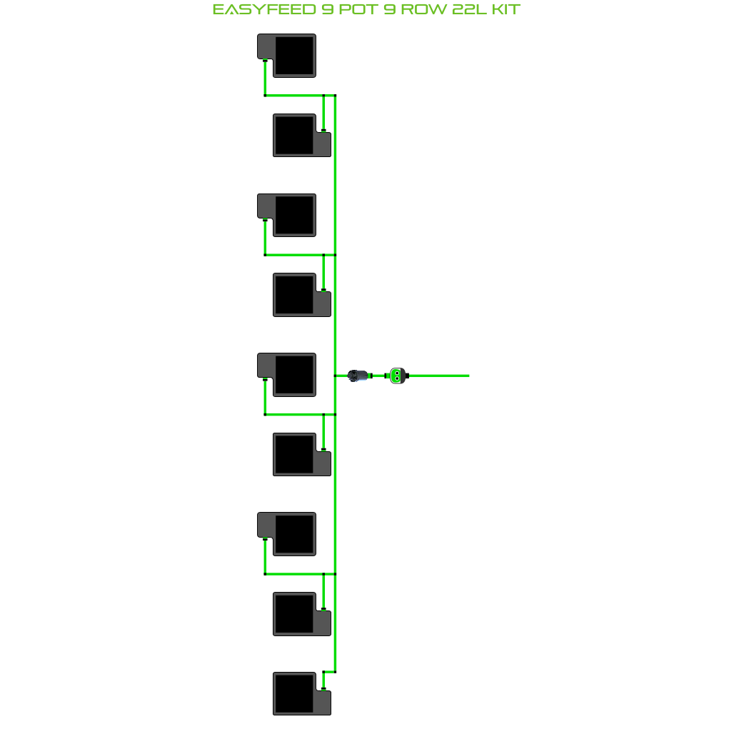 Alien Hydroponics EasyFeed 9 Pot 9 Row Kit