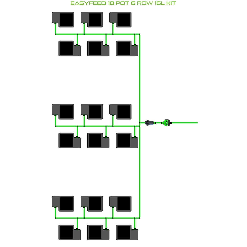 Alien Hydroponics EasyFeed 18 Pot 6 Row Kit