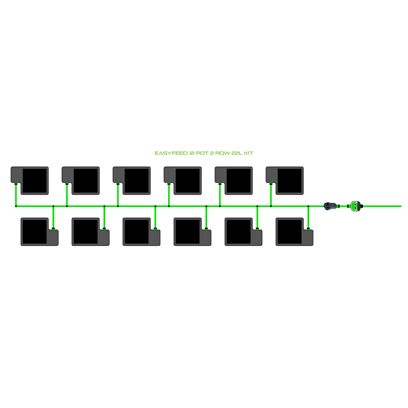 Alien Hydroponics EasyFeed 12 Pot 2 Row Kit