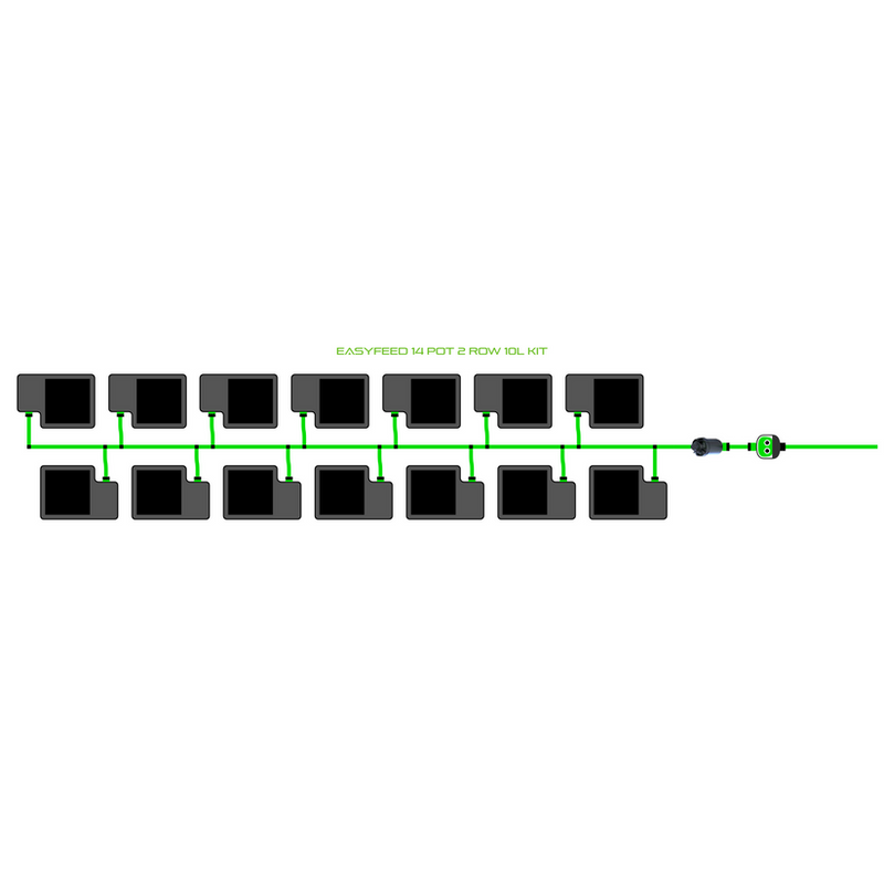 Alien Hydroponics EasyFeed 14 Pot 2 Row Kit
