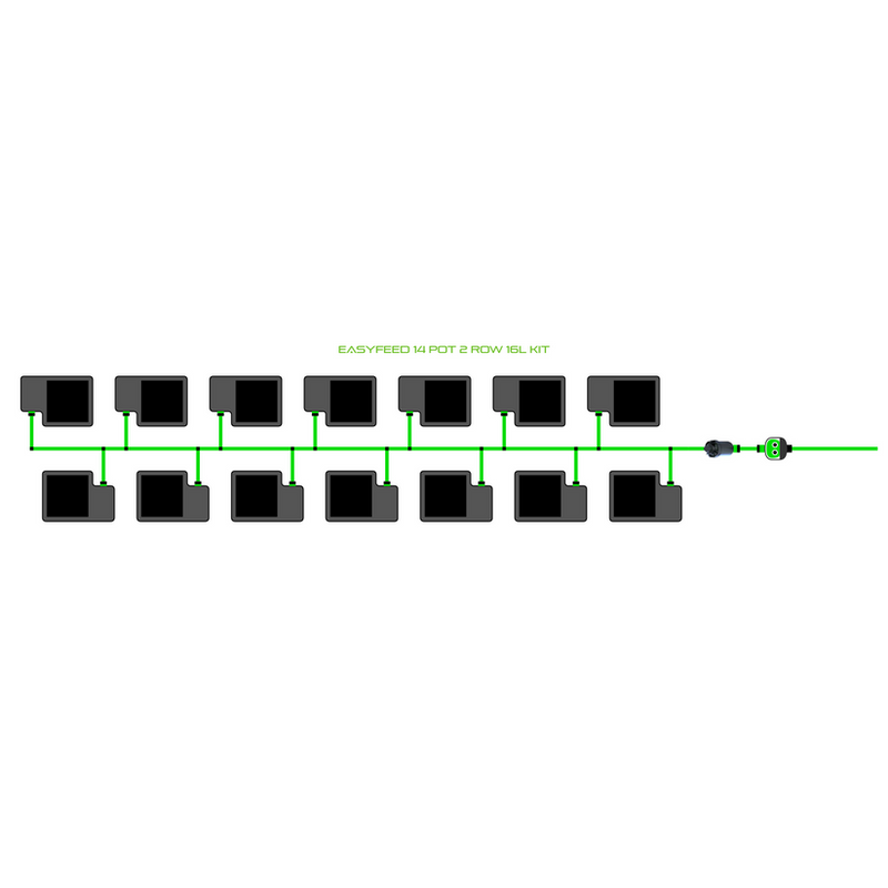 Alien Hydroponics EasyFeed 14 Pot 2 Row Kit