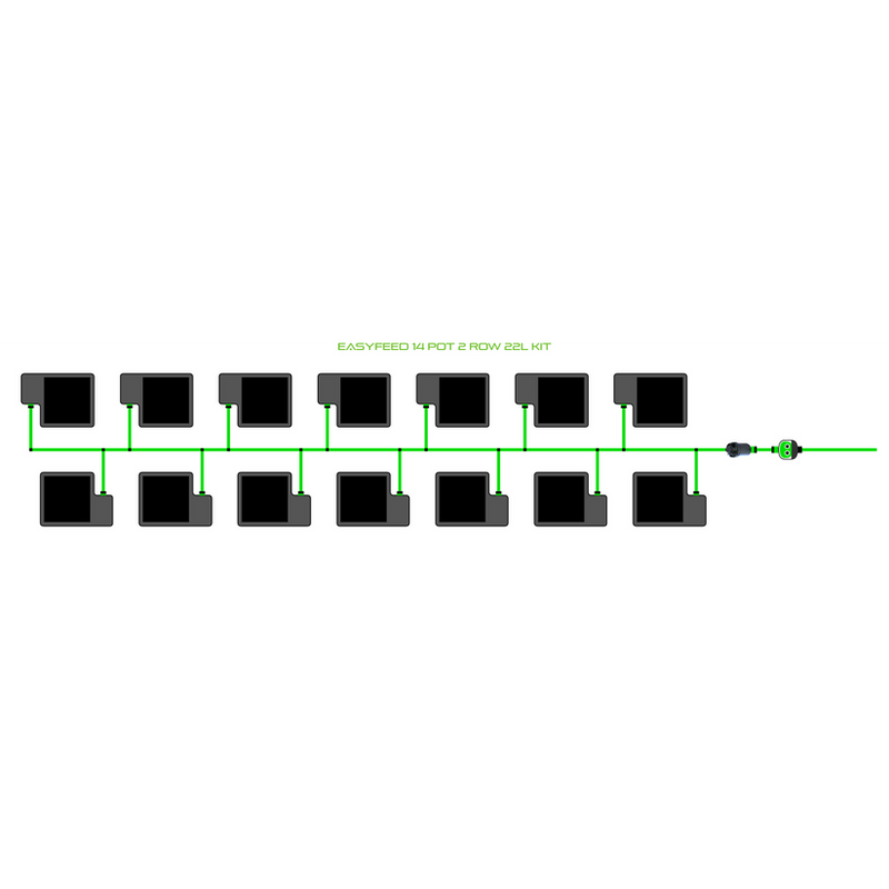 Alien Hydroponics EasyFeed 14 Pot 2 Row Kit