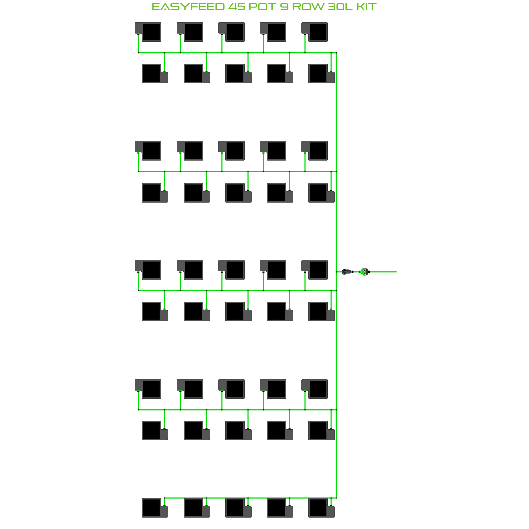 Alien Hydroponics EasyFeed 45 Pot 9 Row Kit