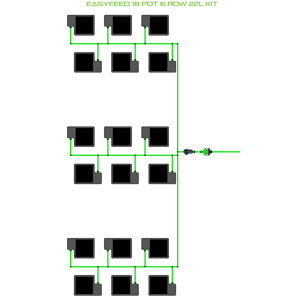 Alien Hydroponics EasyFeed 18 Pot 6 Row Kit
