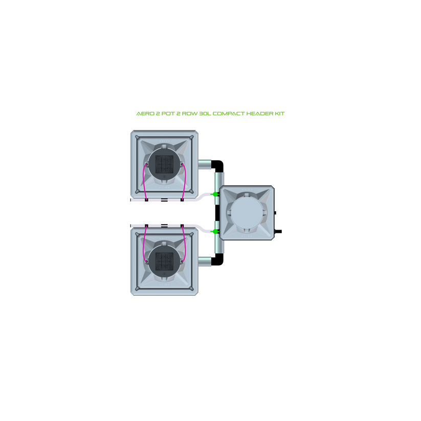 Alien Hydroponics AERO 2 Pot 2 Row Kit