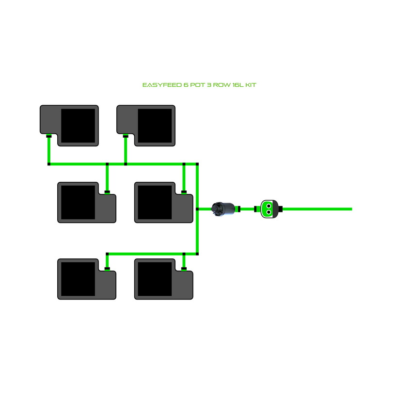 Alien Hydroponics EasyFeed 6 Pot 3 Row Kit
