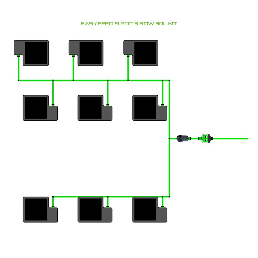 Alien Hydroponics EasyFeed 9 Pot 3 Row Kit