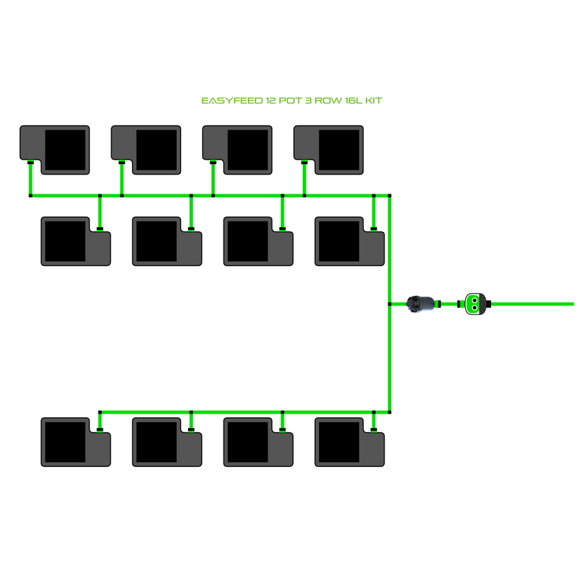 Alien Hydroponics EasyFeed 12 Pot 3 Row Kit