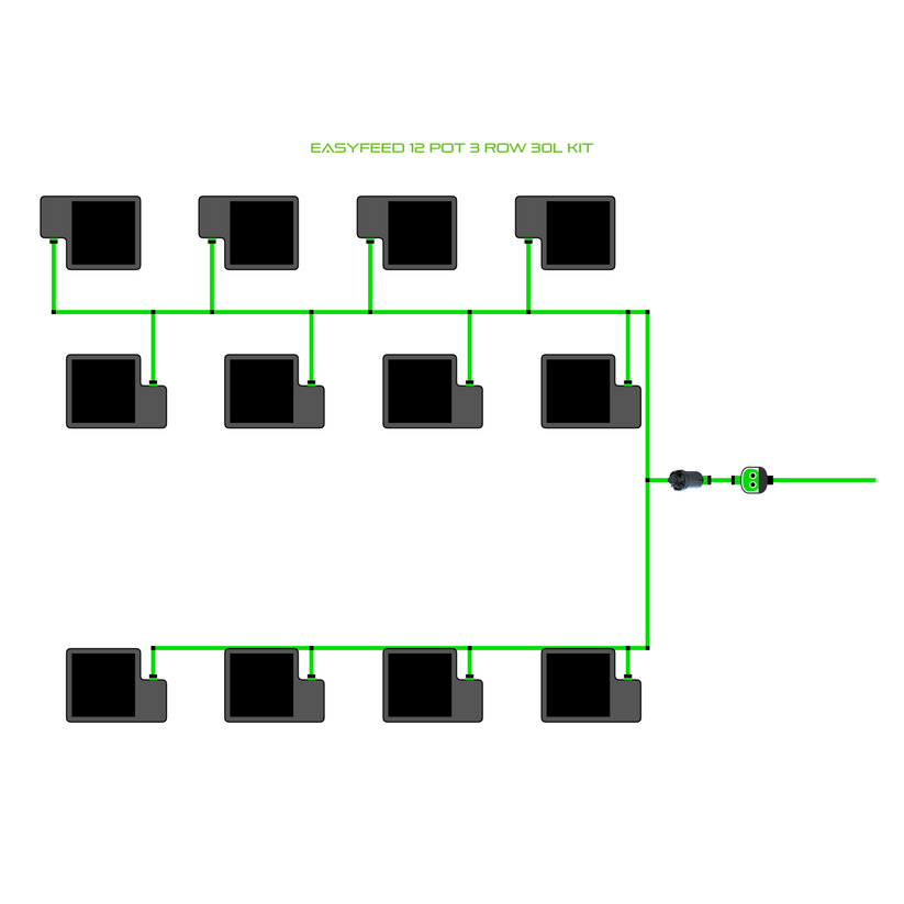 Alien Hydroponics EasyFeed 12 Pot 3 Row Kit