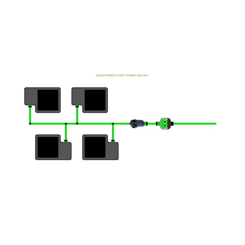 Alien Hydroponics EasyFeed 4 Pot 2 Row Kit