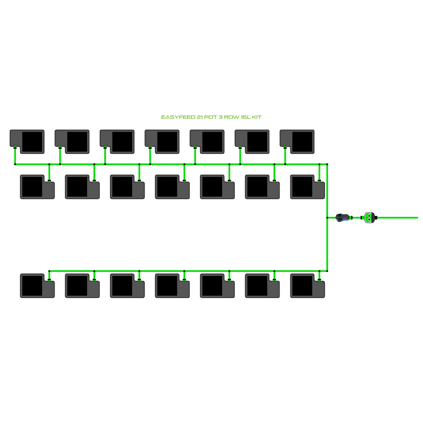 Alien Hydroponics EasyFeed 21 Pot 3 Row Kit