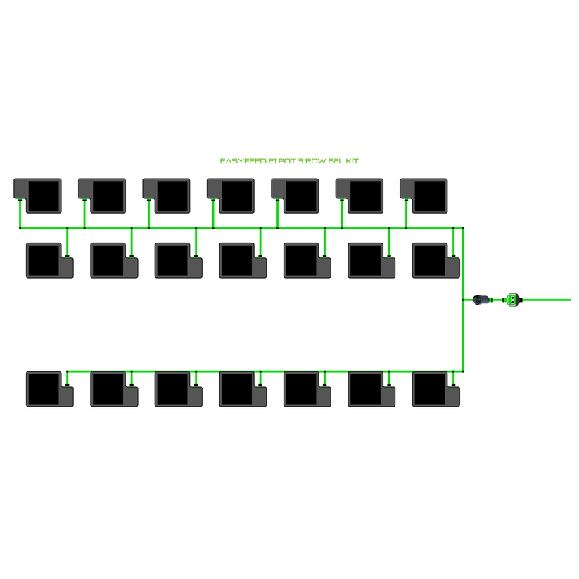 Alien Hydroponics EasyFeed 21 Pot 3 Row Kit