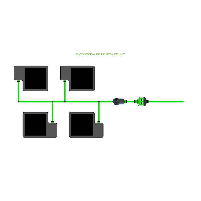 Alien Hydroponics EasyFeed 4 Pot 2 Row Kit