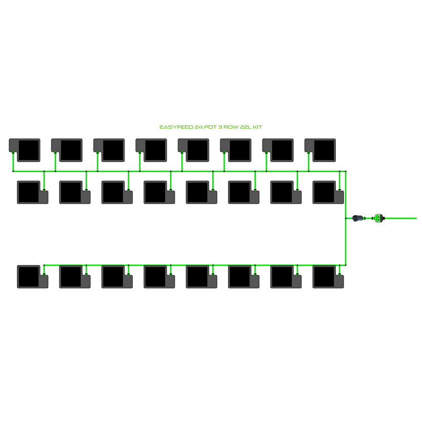 Alien Hydroponics EasyFeed 24 Pot 3 Row Kit