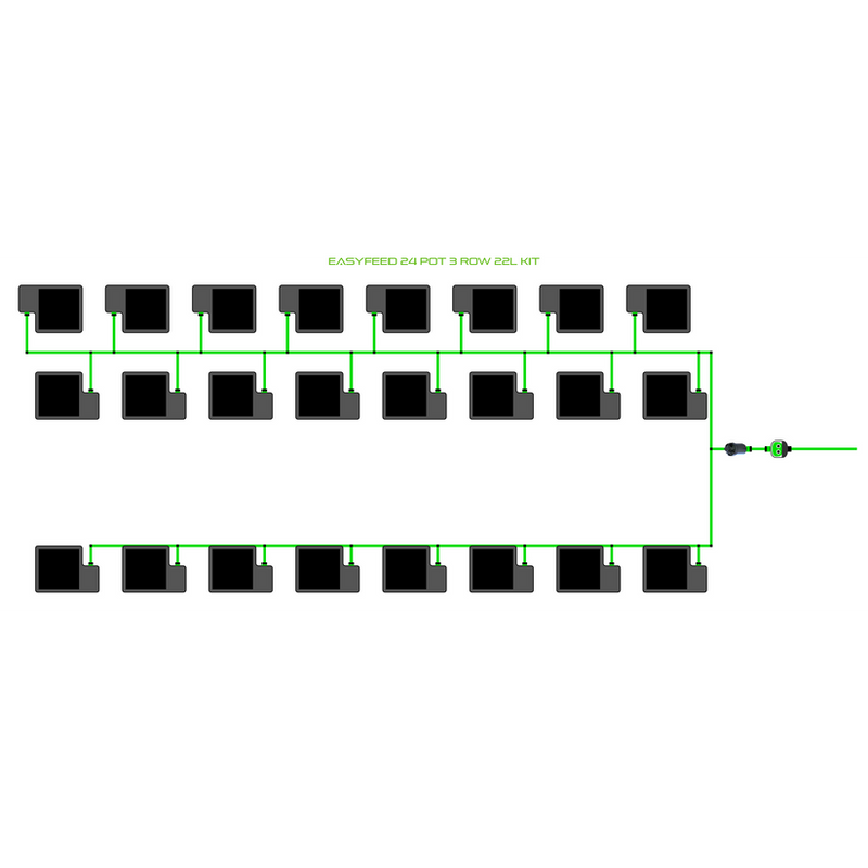 Alien Hydroponics EasyFeed 24 Pot 3 Row Kit
