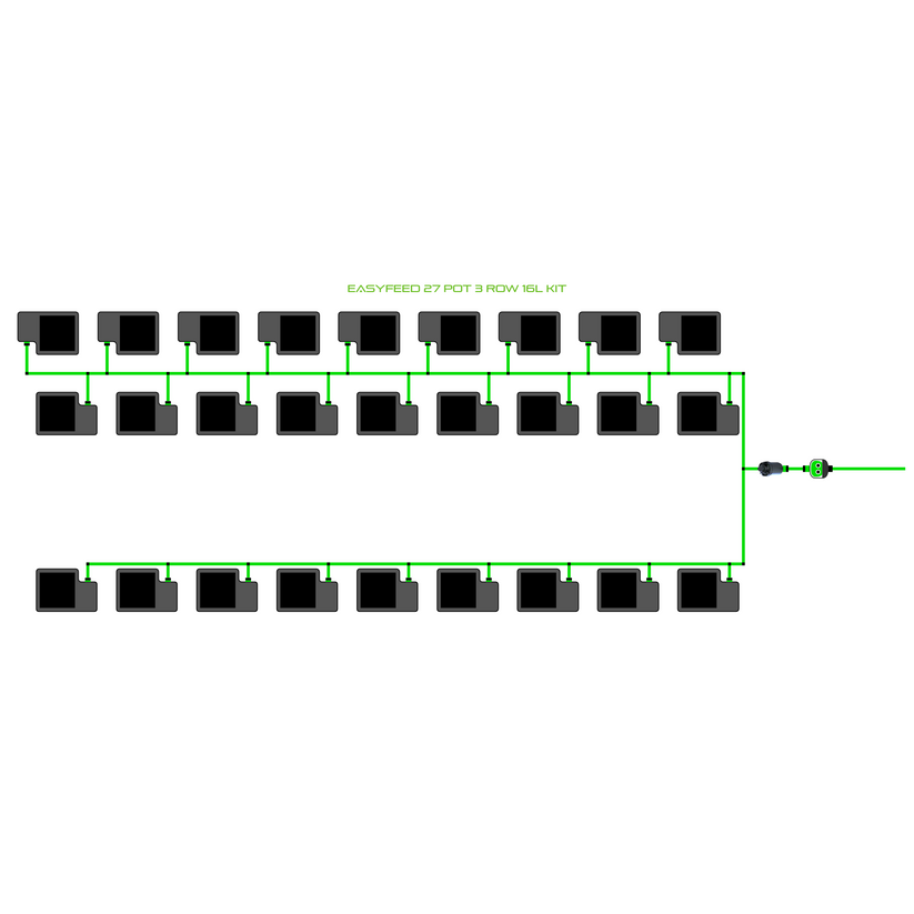 Alien Hydroponics EasyFeed 27 Pot 3 Row Kit