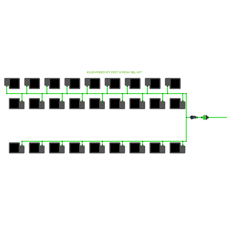 Alien Hydroponics EasyFeed 27 Pot 3 Row Kit