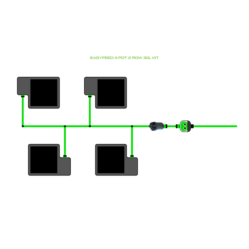 Alien Hydroponics EasyFeed 4 Pot 2 Row Kit