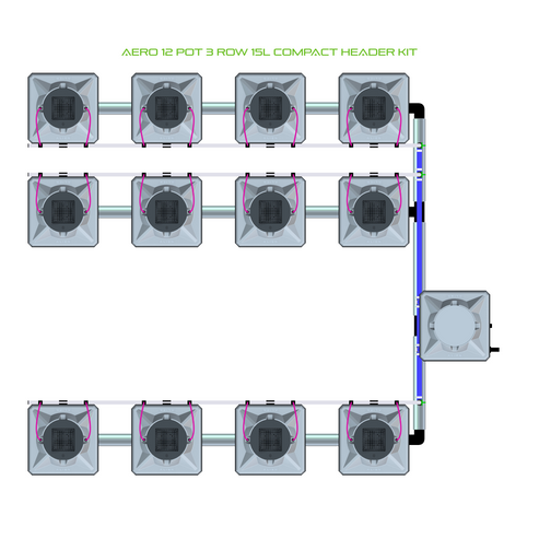 Alien Hydroponics AERO 12 Pot 3 Row Kit