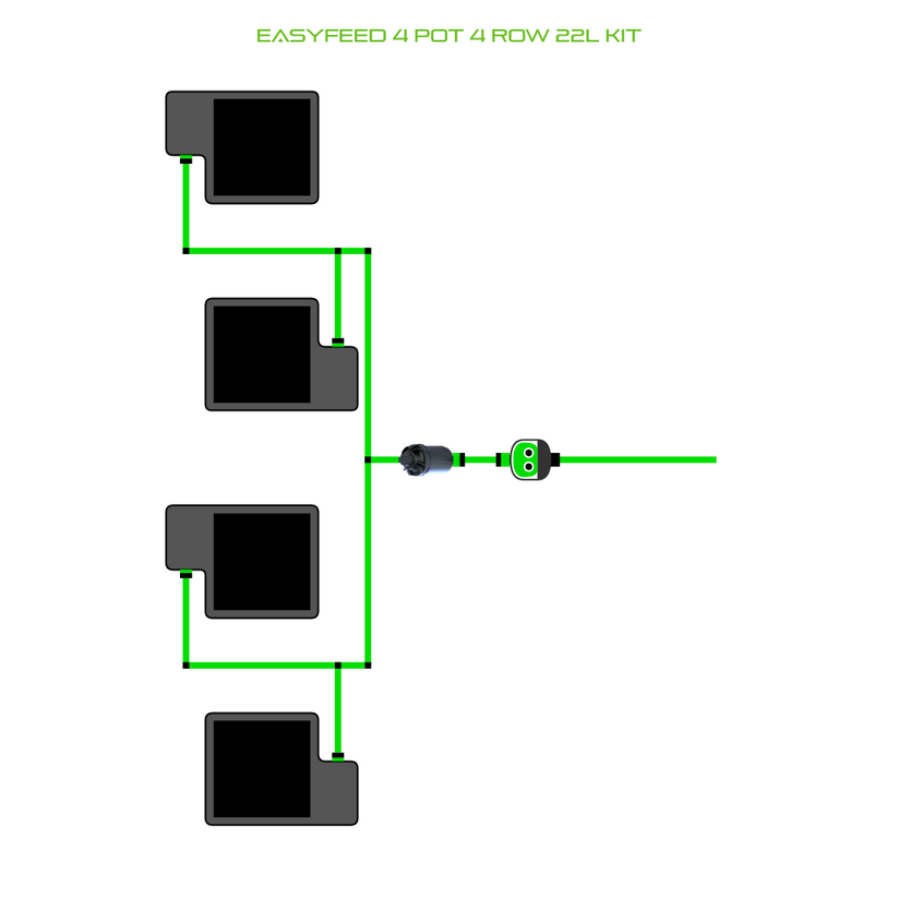 Alien Hydroponics EasyFeed 4 Pot 4 Row Kit