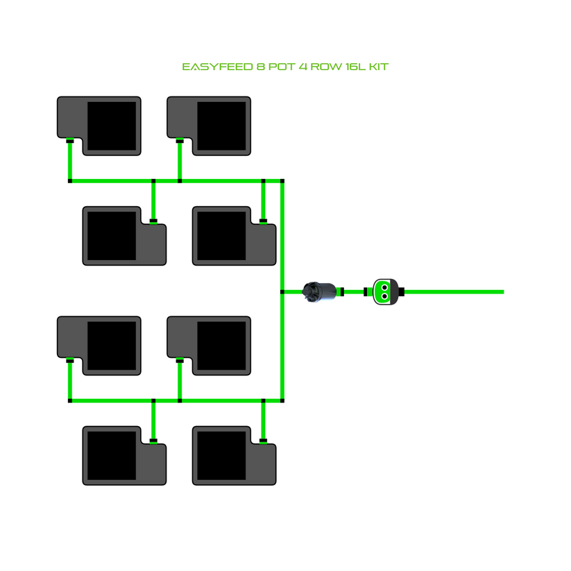 Alien Hydroponics EasyFeed 8 Pot 4 Row Kit