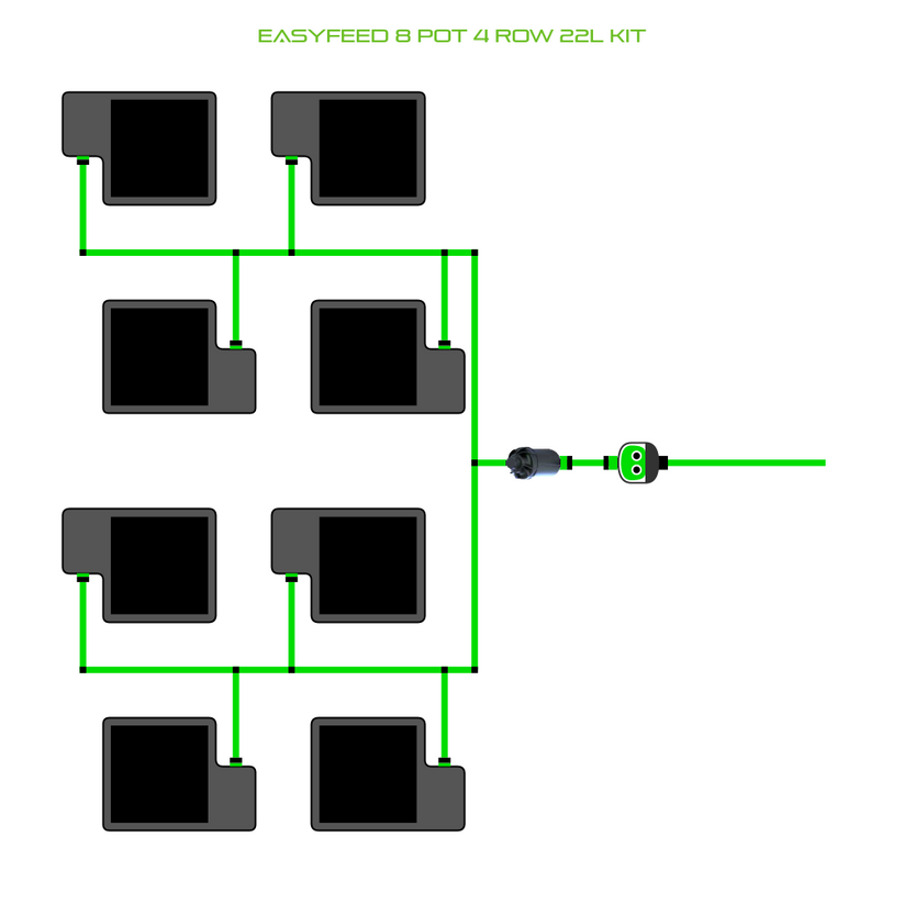 Alien Hydroponics EasyFeed 8 Pot 4 Row Kit