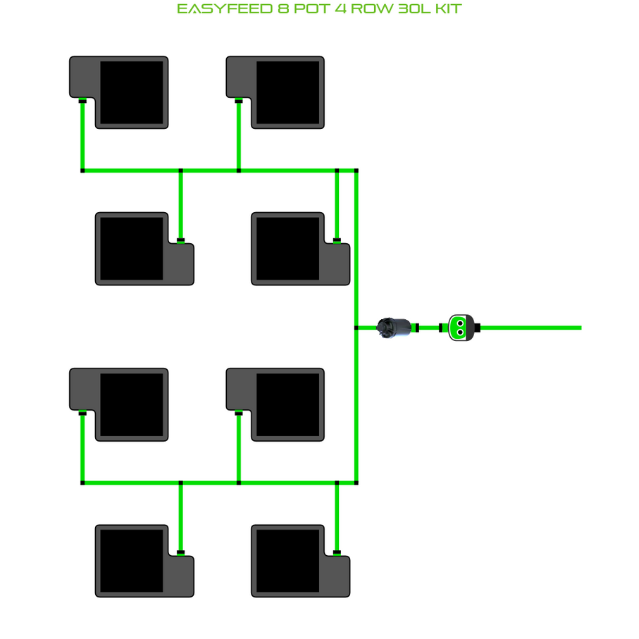 Alien Hydroponics EasyFeed 8 Pot 4 Row Kit