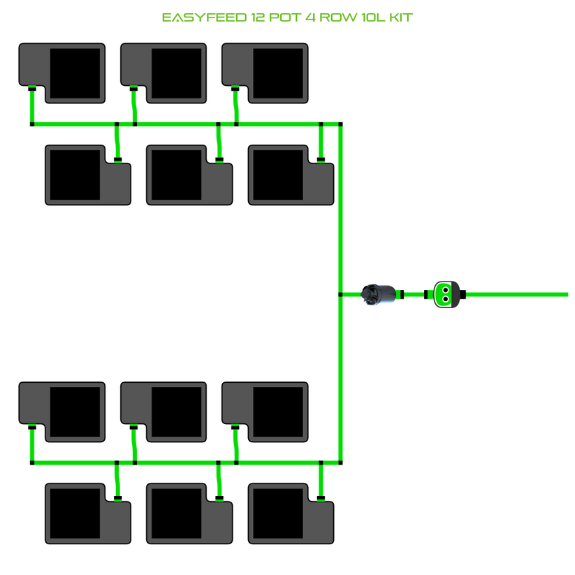 Alien Hydroponics EasyFeed 12 Pot 4 Row Kit