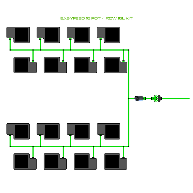 Alien Hydroponics EasyFeed 16 Pot 4 Row Kit