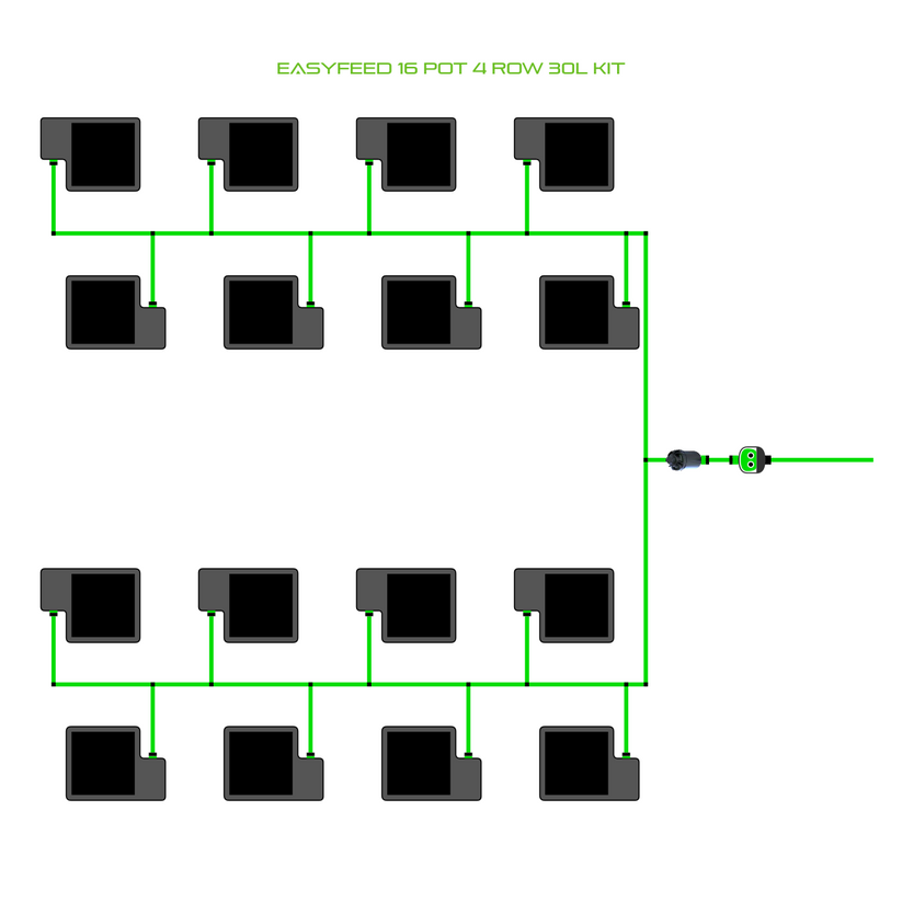 Alien Hydroponics EasyFeed 16 Pot 4 Row Kit