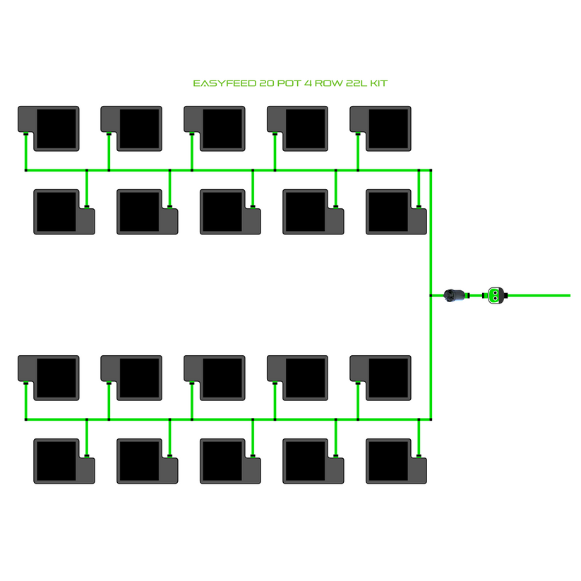 Alien Hydroponics EasyFeed 20 Pot 4 Row Kit
