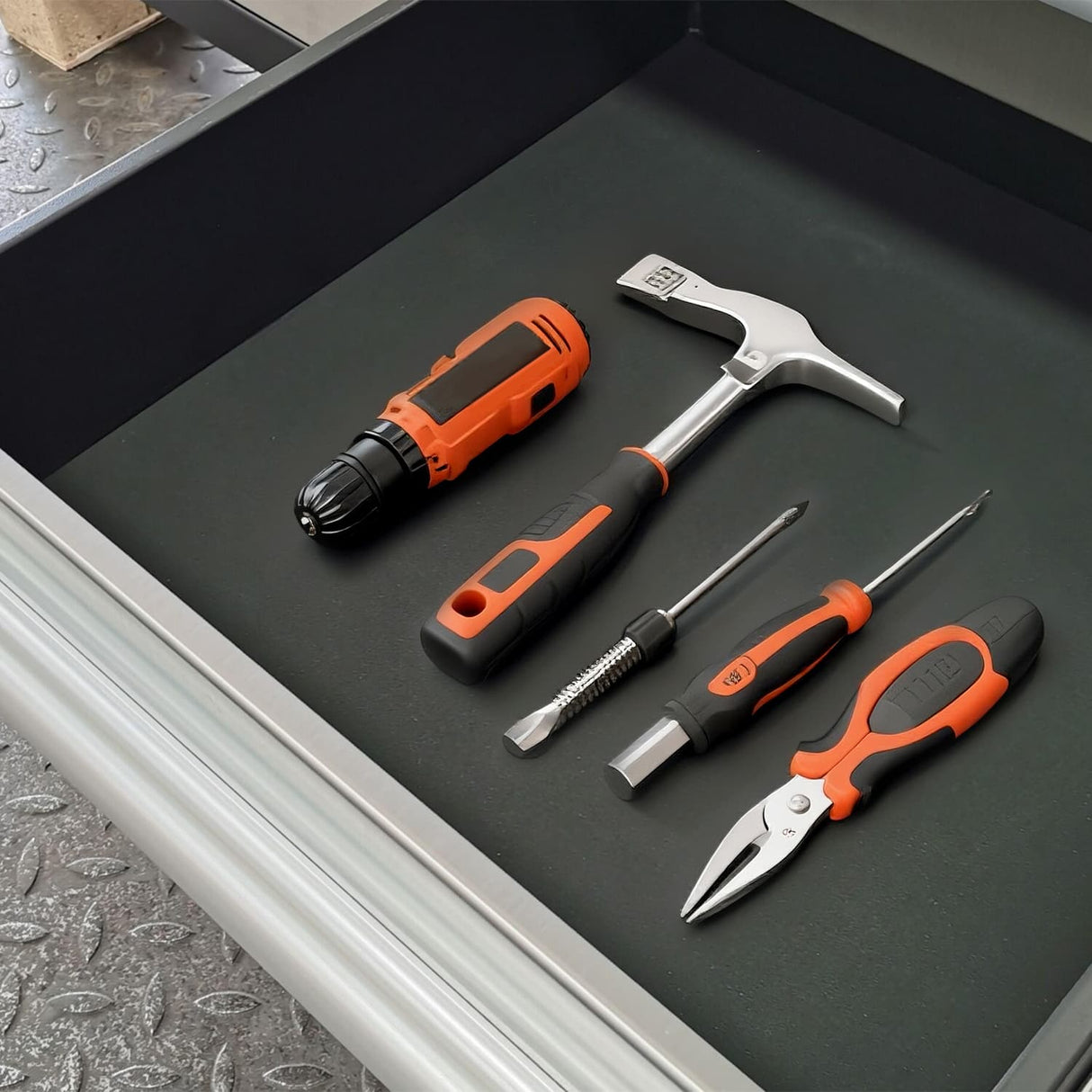 Chery Industrial 10ft Workbench Cabinet (30 Drawers, 2 Cabinets & 1 Pegboard)