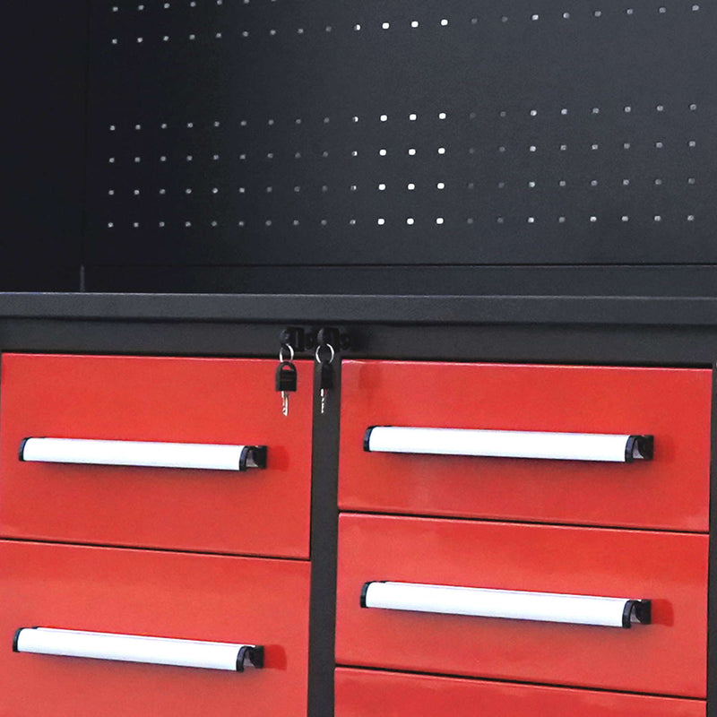 Chery Industrial 10ft Workbench Cabinet (40 Drawers, 2 Cabinets & 1 Pegboard)