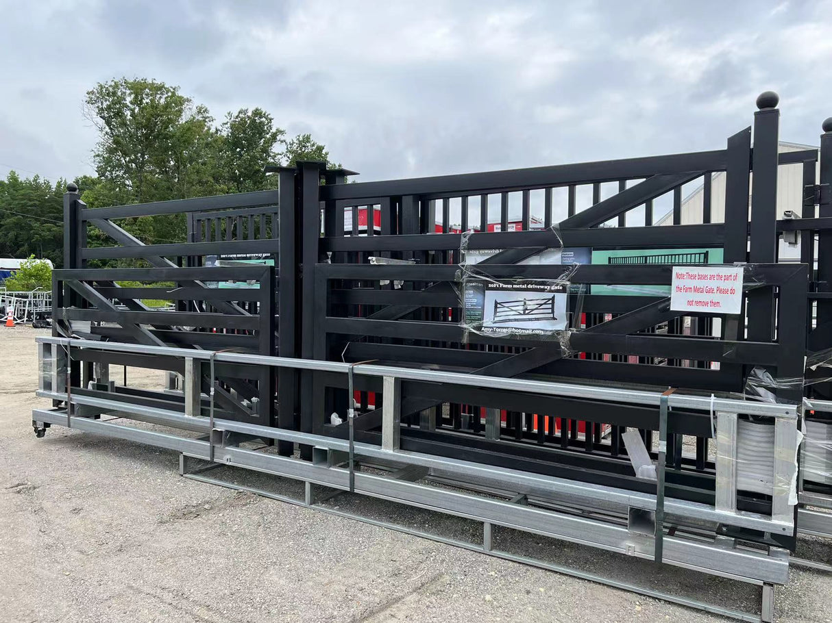 Chery Industrial 20ft Farm Metal Driveway Gate with Diagonal Tubes