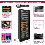 Allavino Reserva Series 67″ 71″ Tall Dual Zone Right Hinge Black Shallow Wine Refrigerator with Wood Shelf Fronts