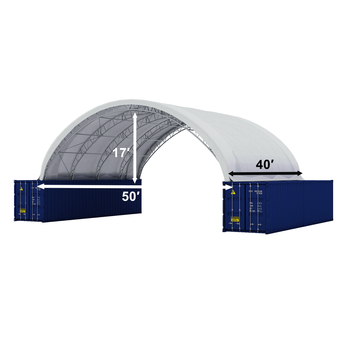 Chery Industrial Gold Mountain Fortified Double Truss Container Shelter 50′ W × 40′ L × 17′ H