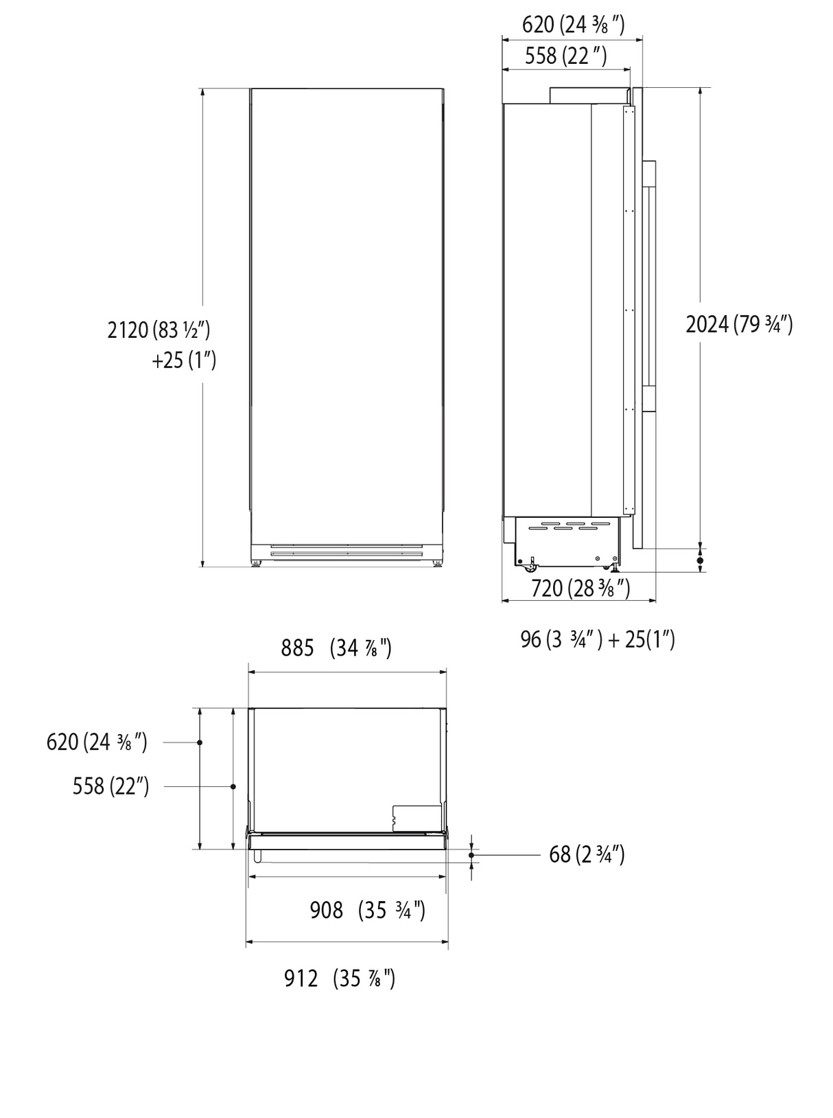 Fulgor Milano Sofia 700 Series 36" Stainless Steel Built-In Column Freezer F7SFC36S1R