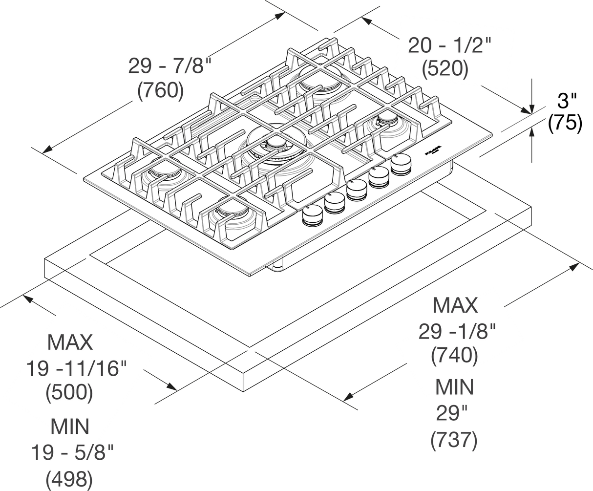 Fulgor Milano 30” Built-In Gas Cooktop Stainless Steel Gas Cooktop F4MGK30S1
