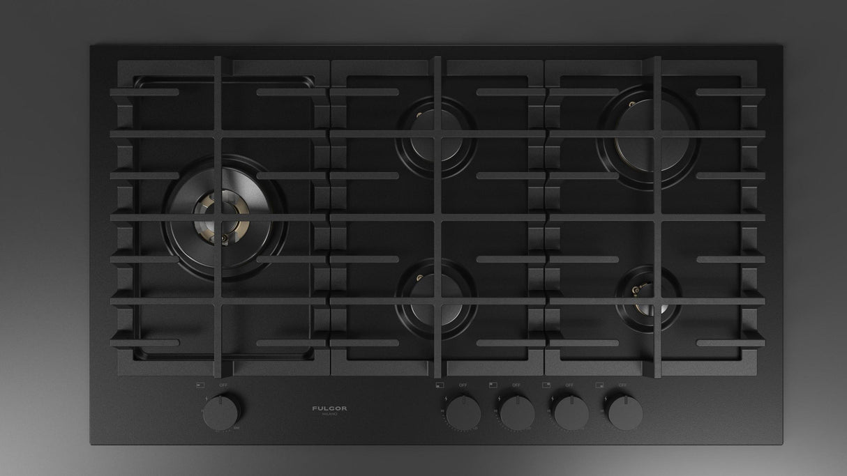 Fulgor Milano 36” Built-In Gas Cooktop Matte Black Gas Cooktop
