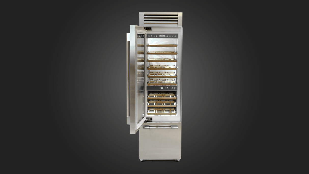 Fulgor Milano 24" Stainless Steel Tri-Zone Built-In Wine Cooler Left Hinge F7PBW24S2L
