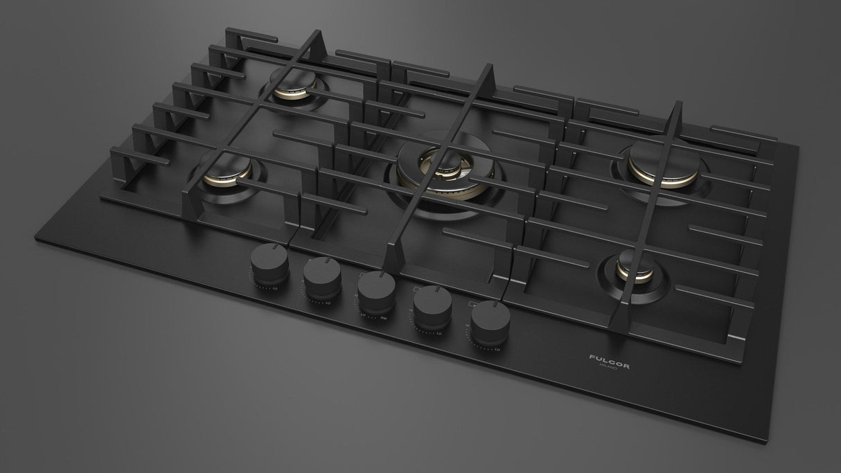 Fulgor Milano 36” Built-In Gas Cooktop Matte Black Gas Cooktop F4MTGK36MB1
