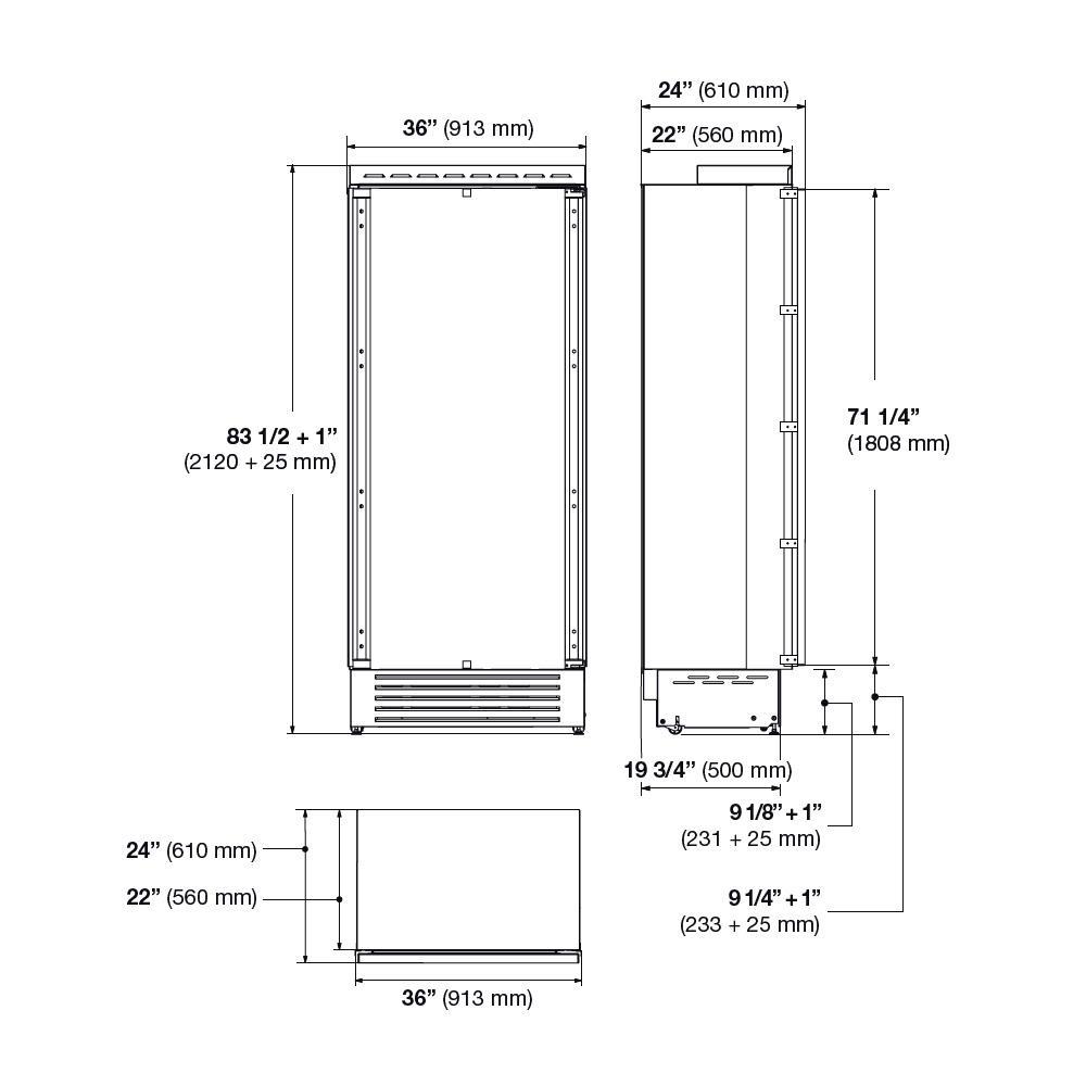 Fulgor Milano Sofia 700 Series 36" 21.54 Cu. Ft. Panel Ready Built-In Refrigerator Column F7IRC36O1L