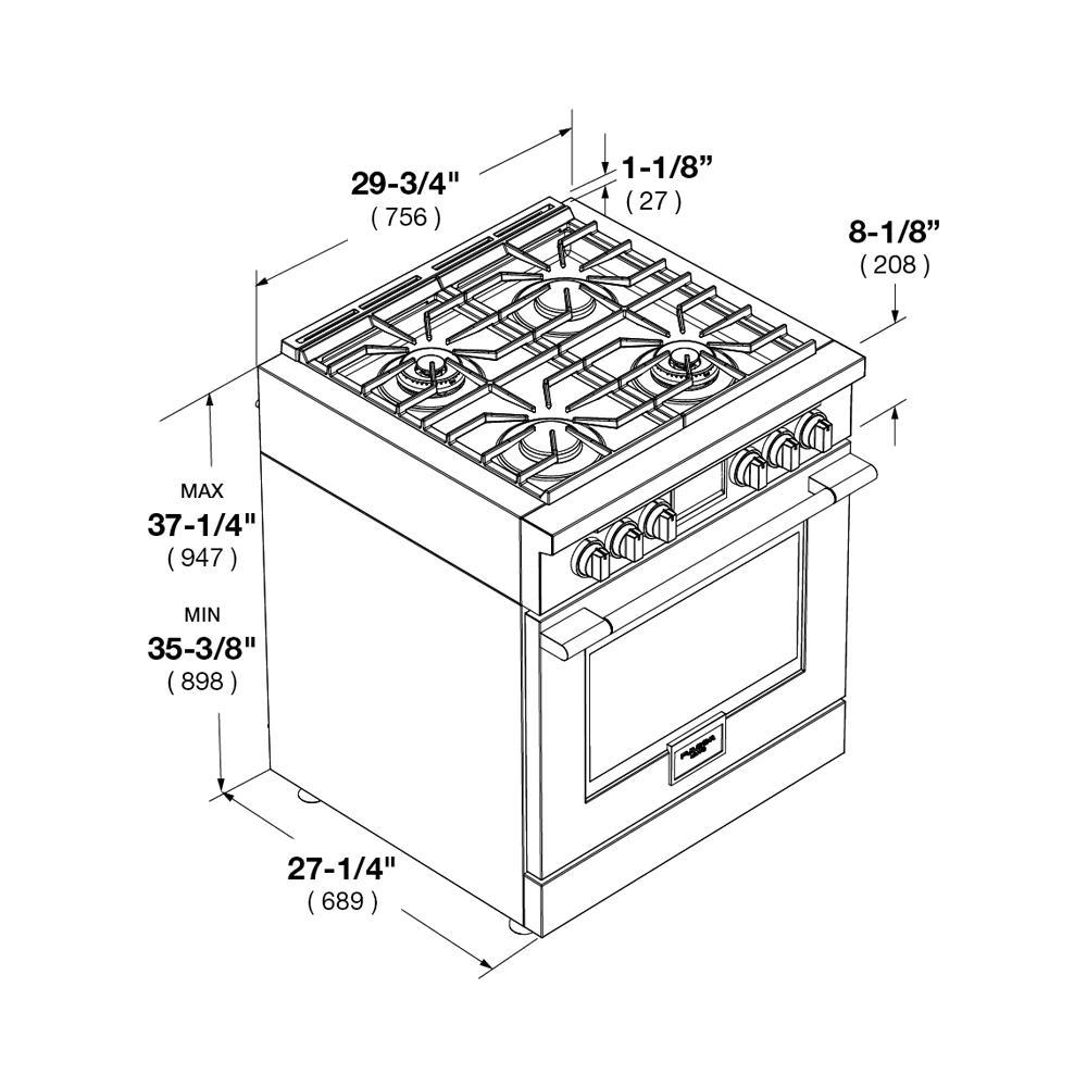 Fulgor Milano F4PGR304S2 30” Freestanding Gas Range Accento F4PGR304S2