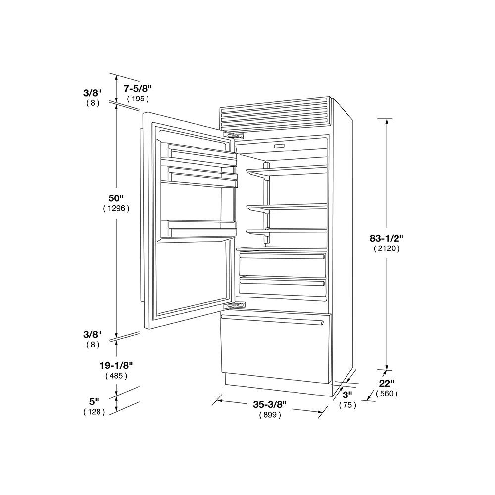 Fulgor Milano 36" Stainless Steel Bottom Freezer Built-In Refrigerator F7PBM36S2L